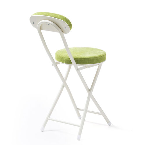 折りたたみチェア（コンパクト・軽量・クッション・パイプ・布・背もたれ・持ち運び・キッチン・スリム・完成品・テレワーク・グリーン）