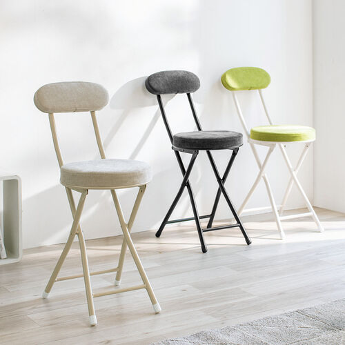 折りたたみチェア（コンパクト・軽量・クッション・パイプ・布・背もたれ・持ち運び・キッチン・スリム・完成品・テレワーク・グリーン）