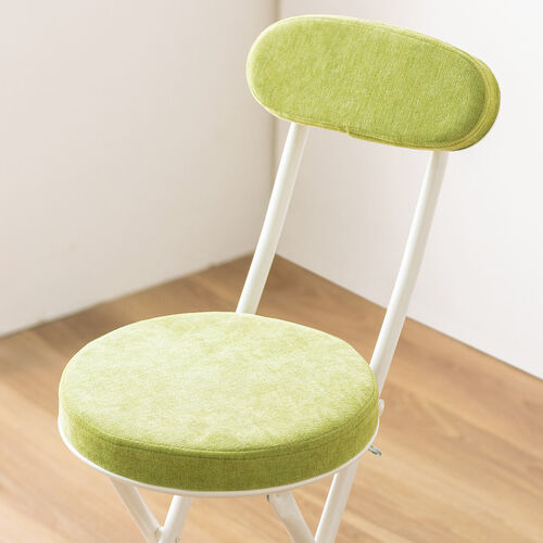 折りたたみチェア（コンパクト・軽量・クッション・パイプ・布・背もたれ・持ち運び・キッチン・スリム・完成品・テレワーク・グリーン）