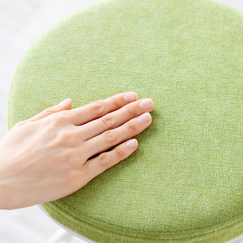 折りたたみチェア（コンパクト・軽量・クッション・パイプ・布・背もたれ・持ち運び・キッチン・スリム・完成品・テレワーク・グリーン）