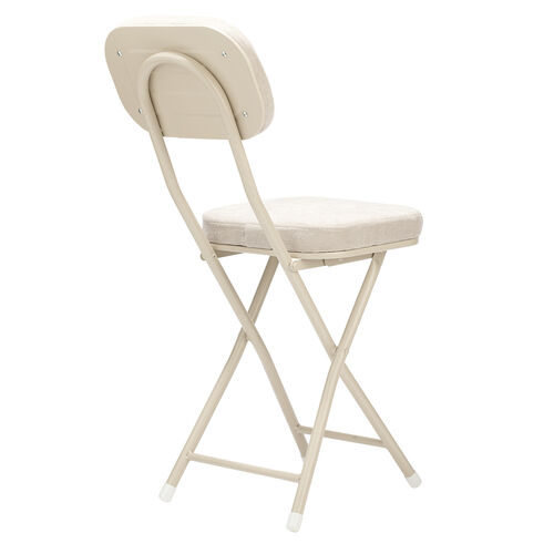 折りたたみチェア（コンパクト・軽量・クッション・パイプ・布・背もたれ・持ち運び・キッチン・ファブリック・スリム・完成品・ベージュ）