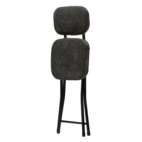 折りたたみチェア（コンパクト・軽量・クッション・パイプ・布・背もたれ・持ち運び・キッチン・ファブリック・スリム・完成品・ブラック）