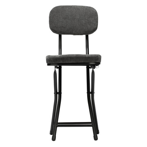 折りたたみチェア（コンパクト・軽量・クッション・パイプ・布・背もたれ・持ち運び・キッチン・ファブリック・スリム・完成品・ブラック）