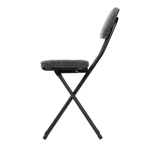 折りたたみチェア（コンパクト・軽量・クッション・パイプ・布・背もたれ・持ち運び・キッチン・ファブリック・スリム・完成品・ブラック）