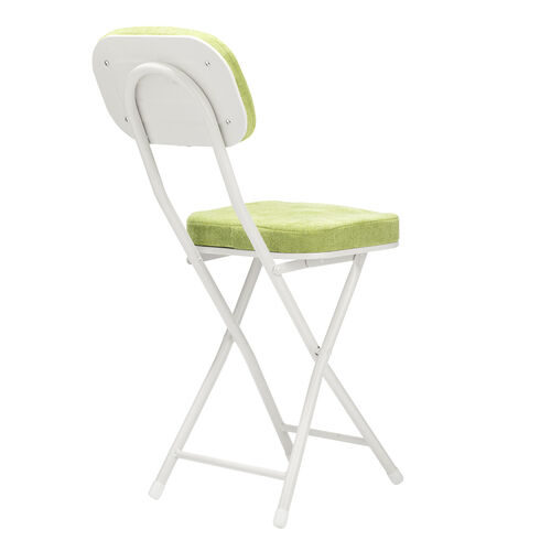 折りたたみチェア（コンパクト・軽量・クッション・パイプ・布・背もたれ・持ち運び・キッチン・ファブリック・スリム・完成品・グリーン）