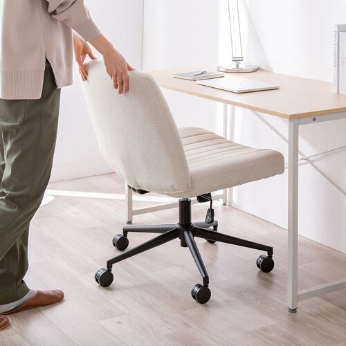 あぐら椅子（胡坐いす・ワイドチェア・ソファチェア・幅64cm・幅広座面・ロッキング・キャスター・ガス圧昇降・超ワイド設計・ベージュ）