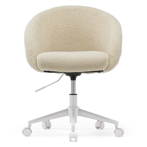 ソファチェア（オフィスチェア・デスクチェア・パソコンチェア・ガス圧上下昇降・高反発クッション・体圧分散・耐荷重100kg・ボア生地・ベージュ）