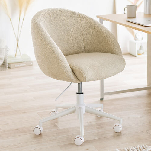 ソファチェア（オフィスチェア・デスクチェア・パソコンチェア・ガス圧上下昇降・高反発クッション・体圧分散・耐荷重100kg・ボア生地・ベージュ）