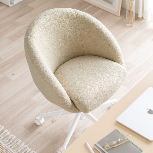 ソファチェア（オフィスチェア・デスクチェア・パソコンチェア・ガス圧上下昇降・高反発クッション・体圧分散・耐荷重100kg・ボア生地・ベージュ）