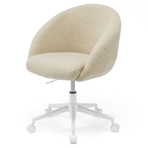 ソファチェア（オフィスチェア・デスクチェア・パソコンチェア・ガス圧上下昇降・高反発クッション・体圧分散・耐荷重100kg・ボア生地・ベージュ）