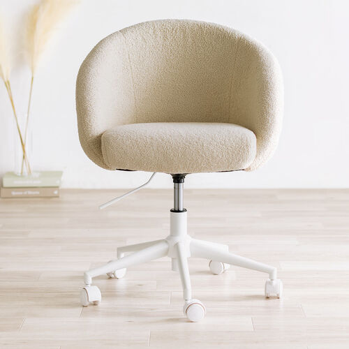 ソファチェア（オフィスチェア・デスクチェア・パソコンチェア・ガス圧上下昇降・高反発クッション・体圧分散・耐荷重100kg・ボア生地・ベージュ）