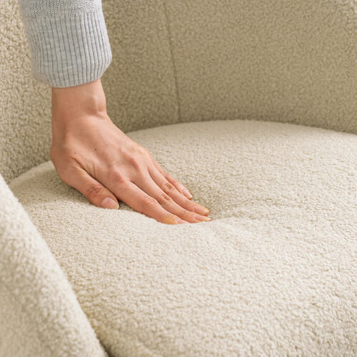 ソファチェア（オフィスチェア・デスクチェア・パソコンチェア・ガス圧上下昇降・高反発クッション・体圧分散・耐荷重100kg・ボア生地・ベージュ）