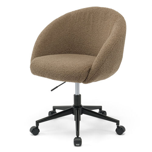 ソファチェア（オフィスチェア・デスクチェア・パソコンチェア・ガス圧上下昇降・高反発クッション・体圧分散・耐荷重100kg・ボア生地・グレージュ）