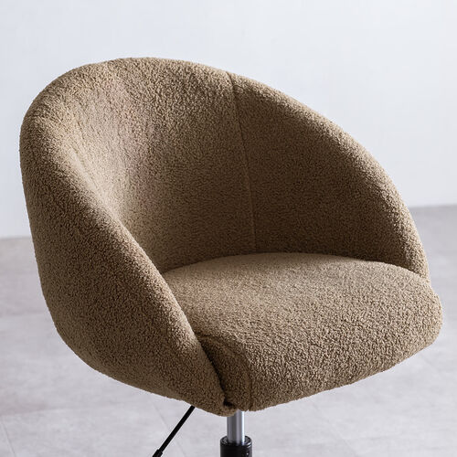 ソファチェア（オフィスチェア・デスクチェア・パソコンチェア・ガス圧上下昇降・高反発クッション・体圧分散・耐荷重100kg・ボア生地・グレージュ）