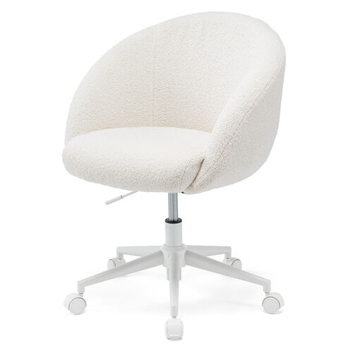 ソファチェア（オフィスチェア・デスクチェア・パソコンチェア・ガス圧上下昇降・高反発クッション・体圧分散・耐荷重100kg・ボア生地・ホワイト）