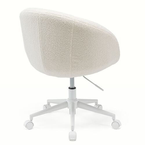 ソファチェア（オフィスチェア・デスクチェア・パソコンチェア・ガス圧上下昇降・高反発クッション・体圧分散・耐荷重100kg・ボア生地・ホワイト）