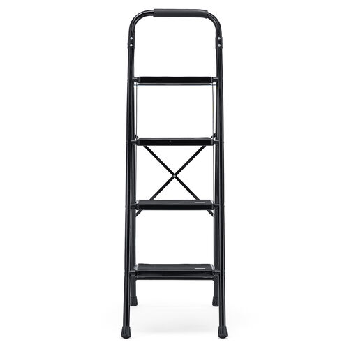 脚立（踏み台・折りたたみ・滑り止め付き・持ち手付き・手すり付き・4段・ブラック）