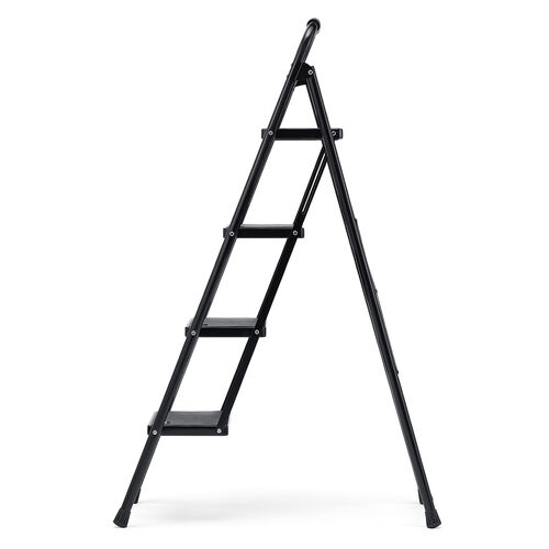 脚立（踏み台・折りたたみ・滑り止め付き・持ち手付き・手すり付き・4段・ブラック）