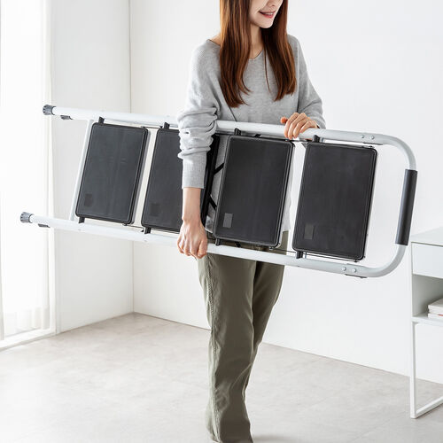 脚立（踏み台・折りたたみ・滑り止め付き・持ち手付き・手すり付き・4段・ホワイト）