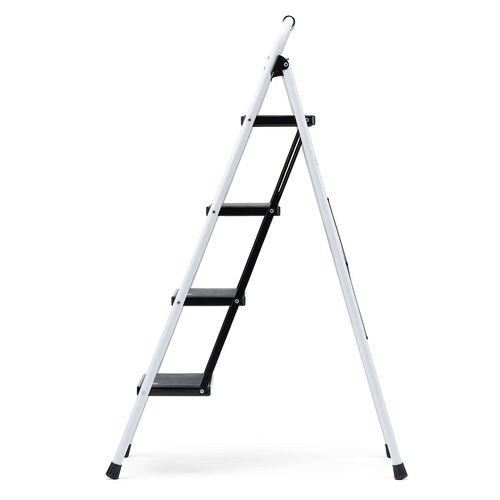 脚立（踏み台・折りたたみ・滑り止め付き・持ち手付き・手すり付き・4段・ホワイト）