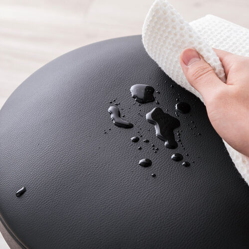 カウンターチェア（ラウンドスツール・オフィスチェア・キッチンチェア・丸型スツール・背もたれ付き・足置き付き・キャスター付き・ブラック）