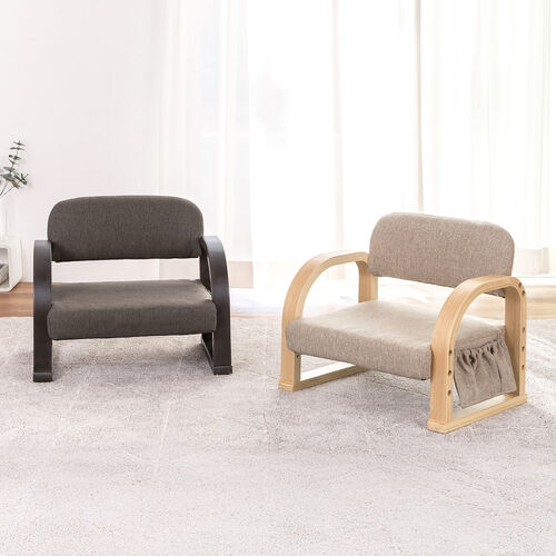 高座椅子（肘付き・3段階高さ調節機能付き・リモコン収納マルチポケット付き・ダークブラウン）