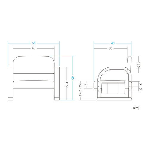 高座椅子（肘付き・3段階高さ調節機能付き・リモコン収納マルチポケット付き・ライトブラウン）