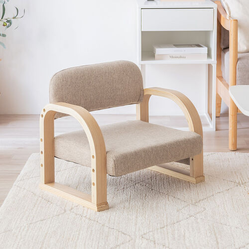 高座椅子（肘付き・3段階高さ調節機能付き・リモコン収納マルチポケット付き・ライトブラウン）