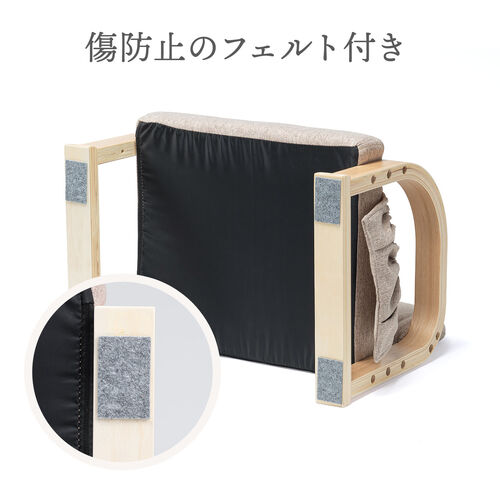 高座椅子（肘付き・3段階高さ調節機能付き・リモコン収納マルチポケット付き・ライトブラウン）