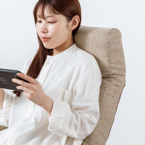 回転式高座椅子（肘掛け付き・6段階リクライニング・14段階ヘッドレスト・収納ポケット付き・リビング用・ベージュ）