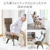 回転式高座椅子（肘掛け付き・6段階リクライニング・14段階ヘッドレスト・収納ポケット付き・リビング用・ブラウン）