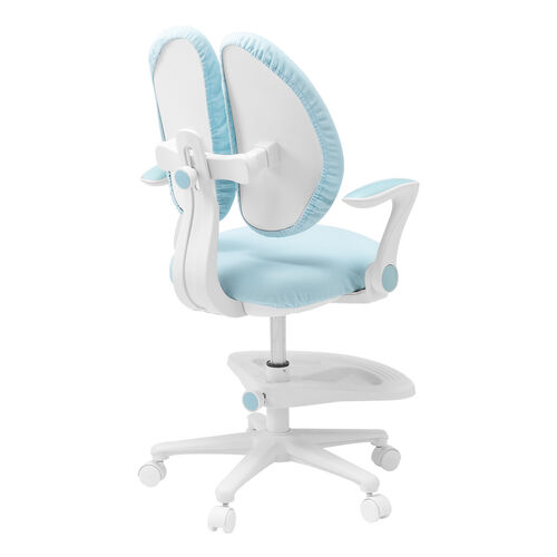 学習椅子（キッズチェア・児童椅子・子供椅子・姿勢矯正・洗えるカバー付き・肘付き・肘跳ね上げ・足置きリング付き・ガス圧昇降・モールドウレタン・ダブルバッグ・ブルー）