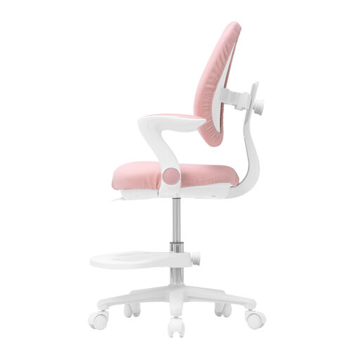学習椅子（キッズチェア・児童椅子・子供椅子・姿勢矯正・洗えるカバー付き・肘付き・肘跳ね上げ・足置きリング付き・ガス圧昇降・モールドウレタン・ダブルバッグ・ピンク）