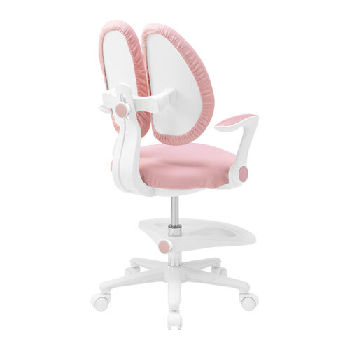 学習椅子（キッズチェア・児童椅子・子供椅子・姿勢矯正・洗えるカバー付き・肘付き・肘跳ね上げ・足置きリング付き・ガス圧昇降・モールドウレタン・ダブルバッグ・ピンク）