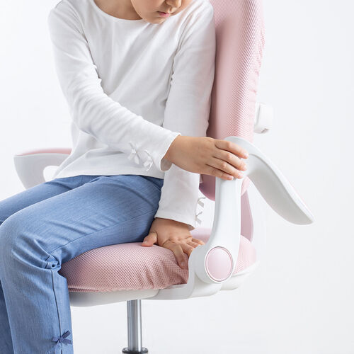 学習椅子（キッズチェア・児童椅子・子供椅子・姿勢矯正・洗えるカバー付き・肘付き・肘跳ね上げ・足置きリング付き・ガス圧昇降・モールドウレタン・ダブルバッグ・ピンク）