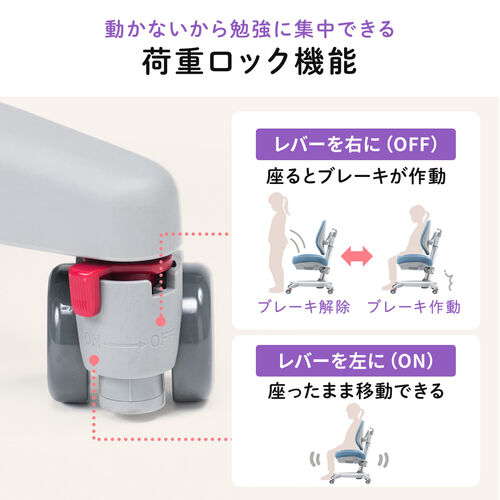 キッズチェア（分割背もたれ・座面高さ調整・背もたれ高さ調整・座面前後調整・耐荷重120k・ストッパー付き・極厚モールドウレタン使用・グレー）