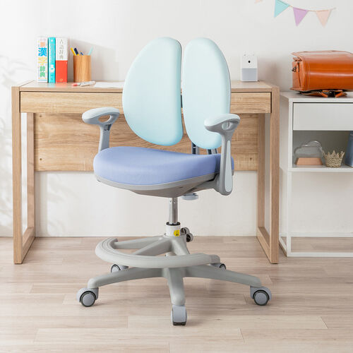 学習チェア（キッズチェア・学習椅子・学習机用チェア・子供用学習チェア・姿勢サポートチェア・成長チェア・ダブルバック・ブルー）