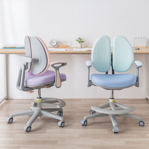 学習チェア（キッズチェア・学習椅子・学習机用チェア・子供用学習チェア・姿勢サポートチェア・成長チェア・ダブルバック・ピンク）