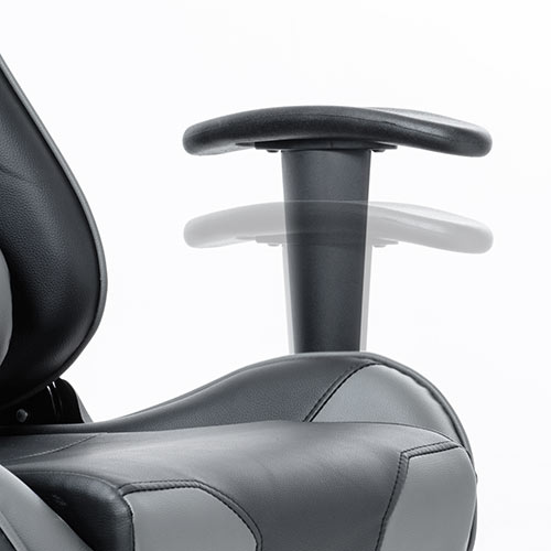 ゲーミングチェア（ハイバック・バケットシート・リクライニング・ロッキング・ヘッドレスト・ランバーサポート・肘掛け付き・PUレザー・グレー/ブラック）