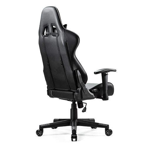 ゲーミングチェア（ハイバック・バケットシート・リクライニング・ロッキング・ヘッドレスト・ランバーサポート・肘掛け付き・PUレザー・グレー/ブラック）