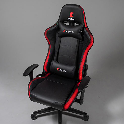 ゲーミングチェア（LED内蔵・ハイバック・バケットシート・リクライニング・ロッキング・ヘッドレスト・ランバーサポート・肘掛け付き・PUレザー・ブラック）SNCL017BK