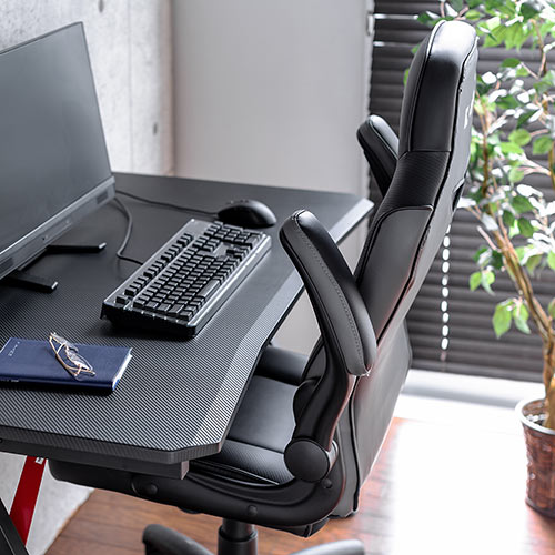 【アウトレット･訳あり・セール】レザーチェア（バケットシート・ゲーミングチェア・PVCレザー・ロッキング・肘跳ね上げ・ハイバック・グレー/ブラック）