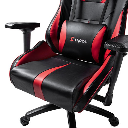 ゲーミングチェア（バケットシート・高耐荷重・ランバーサポート・4D肘・ハイバック・リクライニング・160°・ウレタンキャスター・レッド/ブラック）SNCL022 |