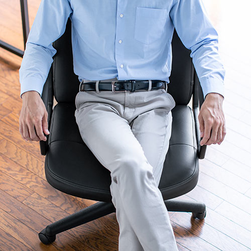 レザーチェア 本革チェア（ロッキング ミドルバック アームレスト キャスター）