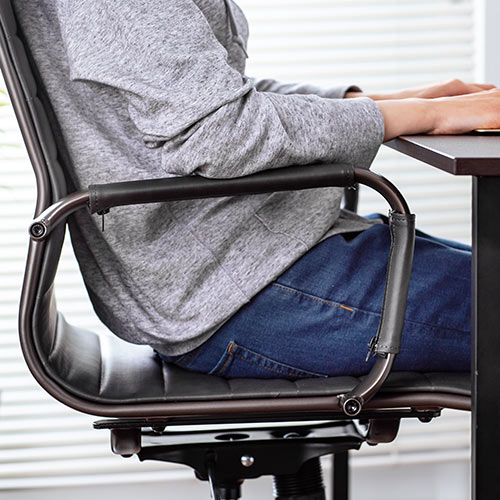 レザーチェア スリムチェア ビンテージ調 レトロデザイン ミドルバック ブラック