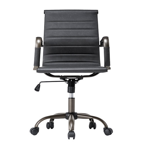 レザーチェア スリムチェア ビンテージ調 レトロデザイン ミドルバック ブラック