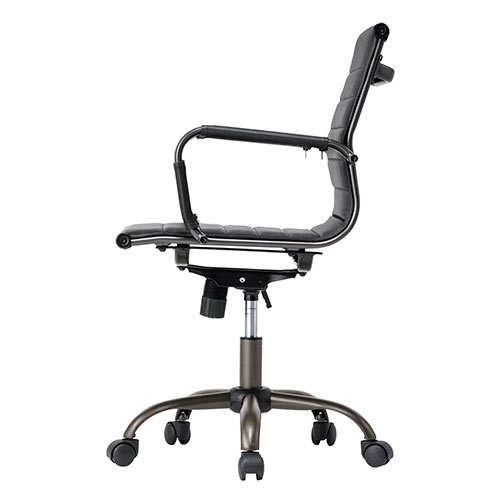 レザーチェア スリムチェア ビンテージ調 レトロデザイン ミドルバック ブラック