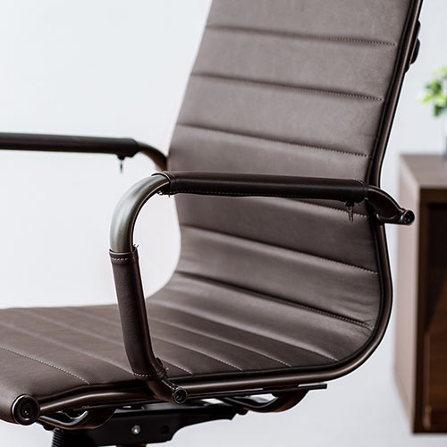 レザーチェア スリムチェア ビンテージ調 レトロデザイン ハイバック ブラウン