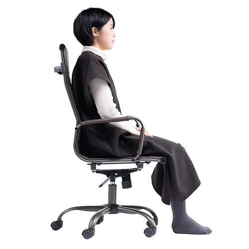 レザーチェア スリムチェア ビンテージ調 レトロデザイン ハイバック ブラウン