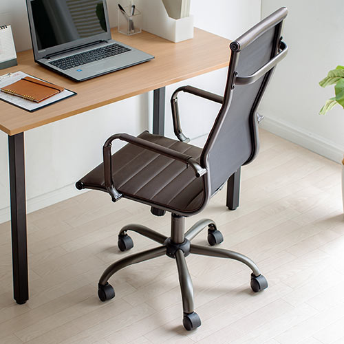 レザーチェア スリムチェア ビンテージ調 レトロデザイン ハイバック ブラウン